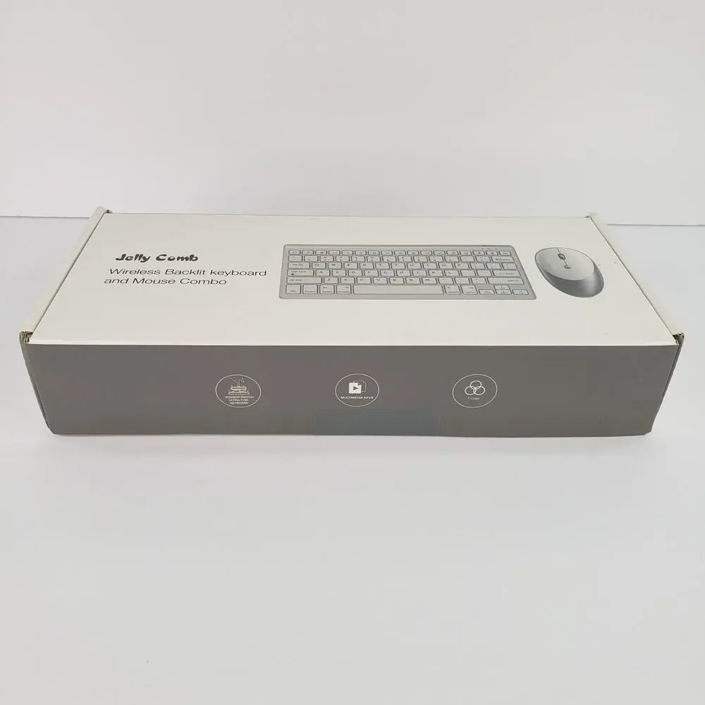 Jelly Comb Wireless 7 Color Backlit Keyboard and Mouse Combo Set Rose Gold